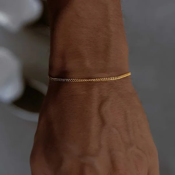 Cuban Link Bracelet 2mm Gold Plating - Image 2